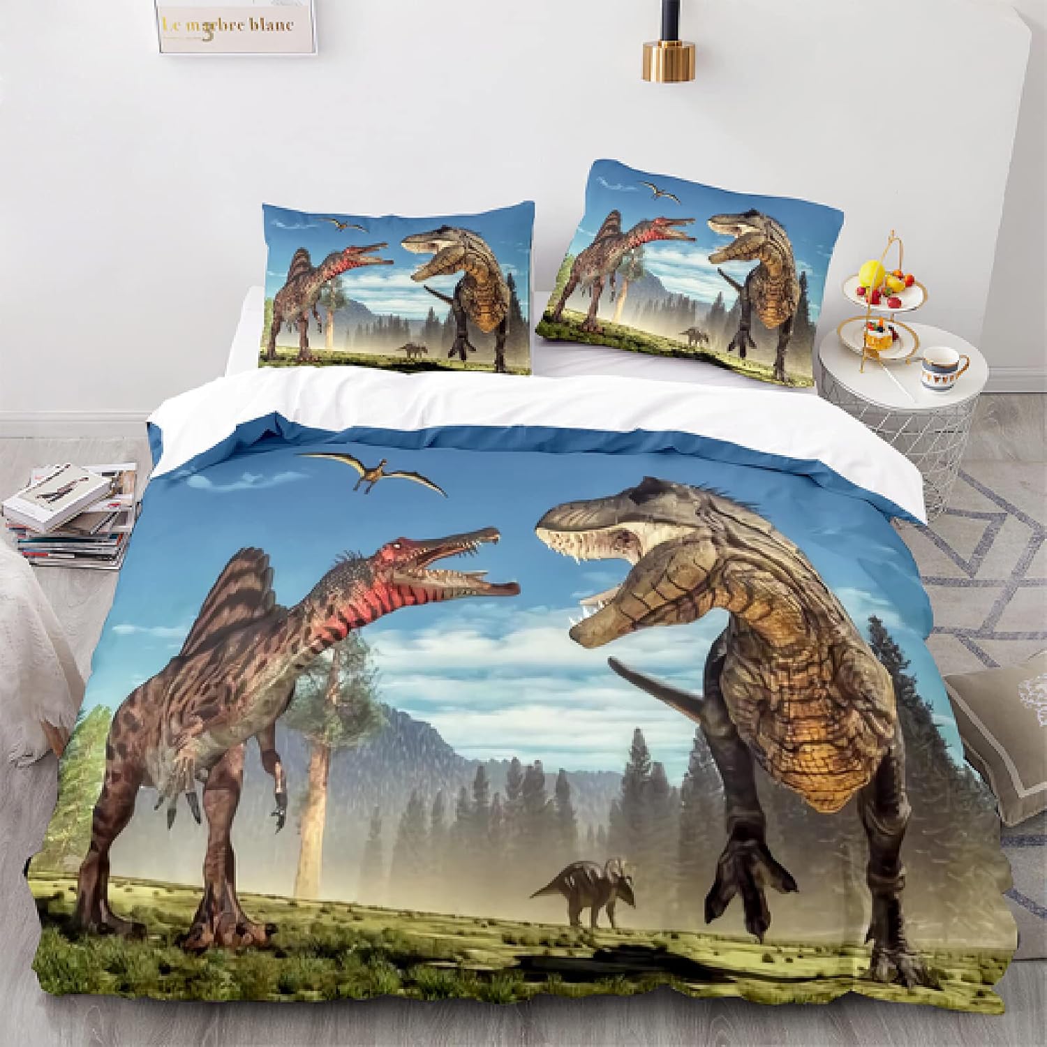 WJYMJJ 布団カバーセット 3点セット 恐竜 ダブル190×210 cm 寝具